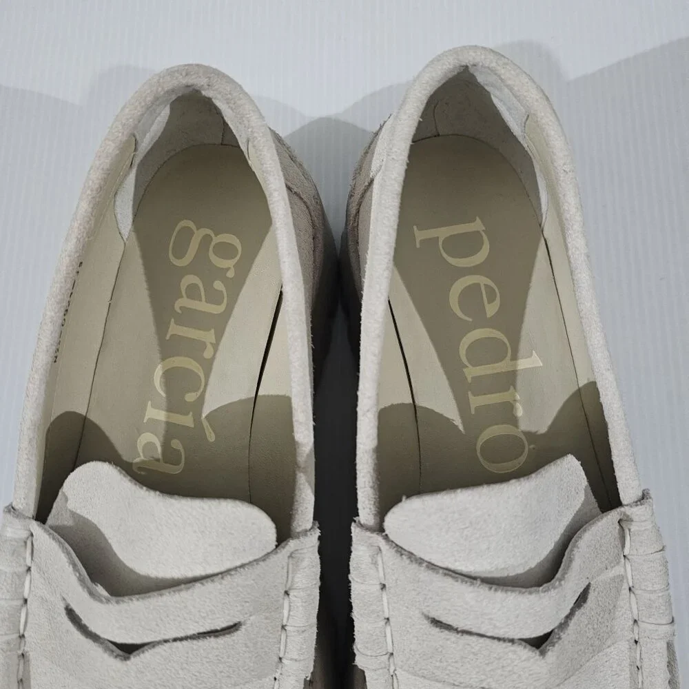 Pedro Garcia Cream Suede Lug Sole Loafers